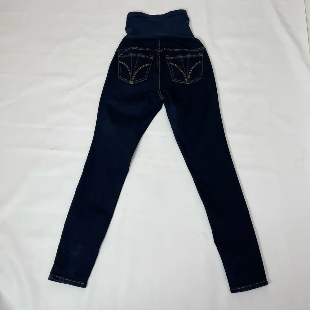 Indigo Blue Maternity Secret Fit Belly Jeans Size SP Skinny Leg Dark Wash Blue - Picture 14 of 14